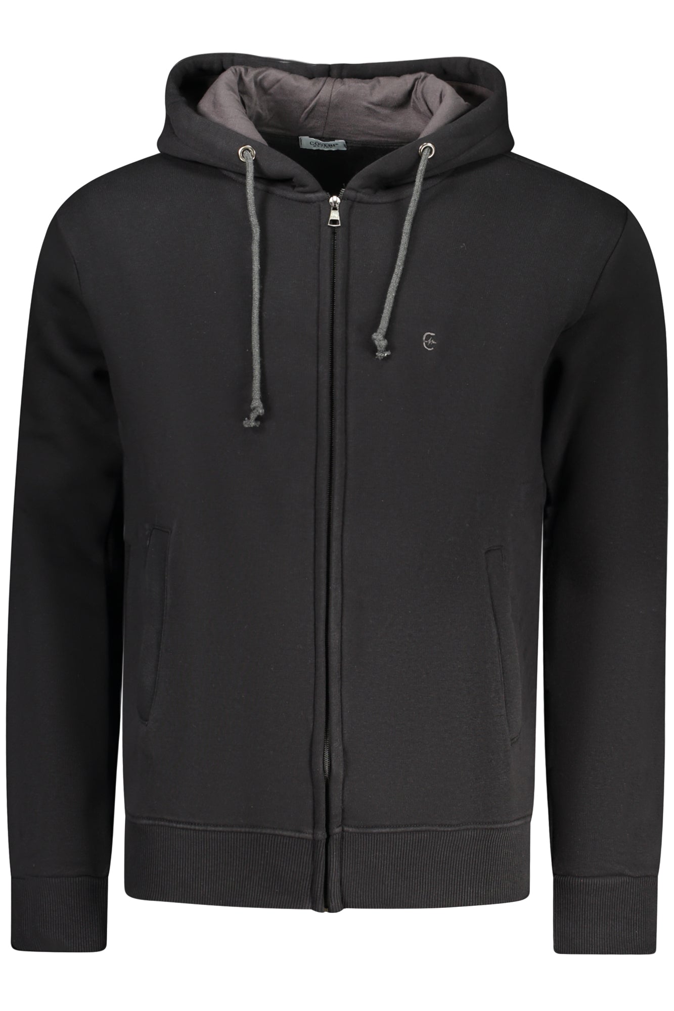 COVERI MOVING Herren-Sweatshirt mit Reißverschluss, schwarz