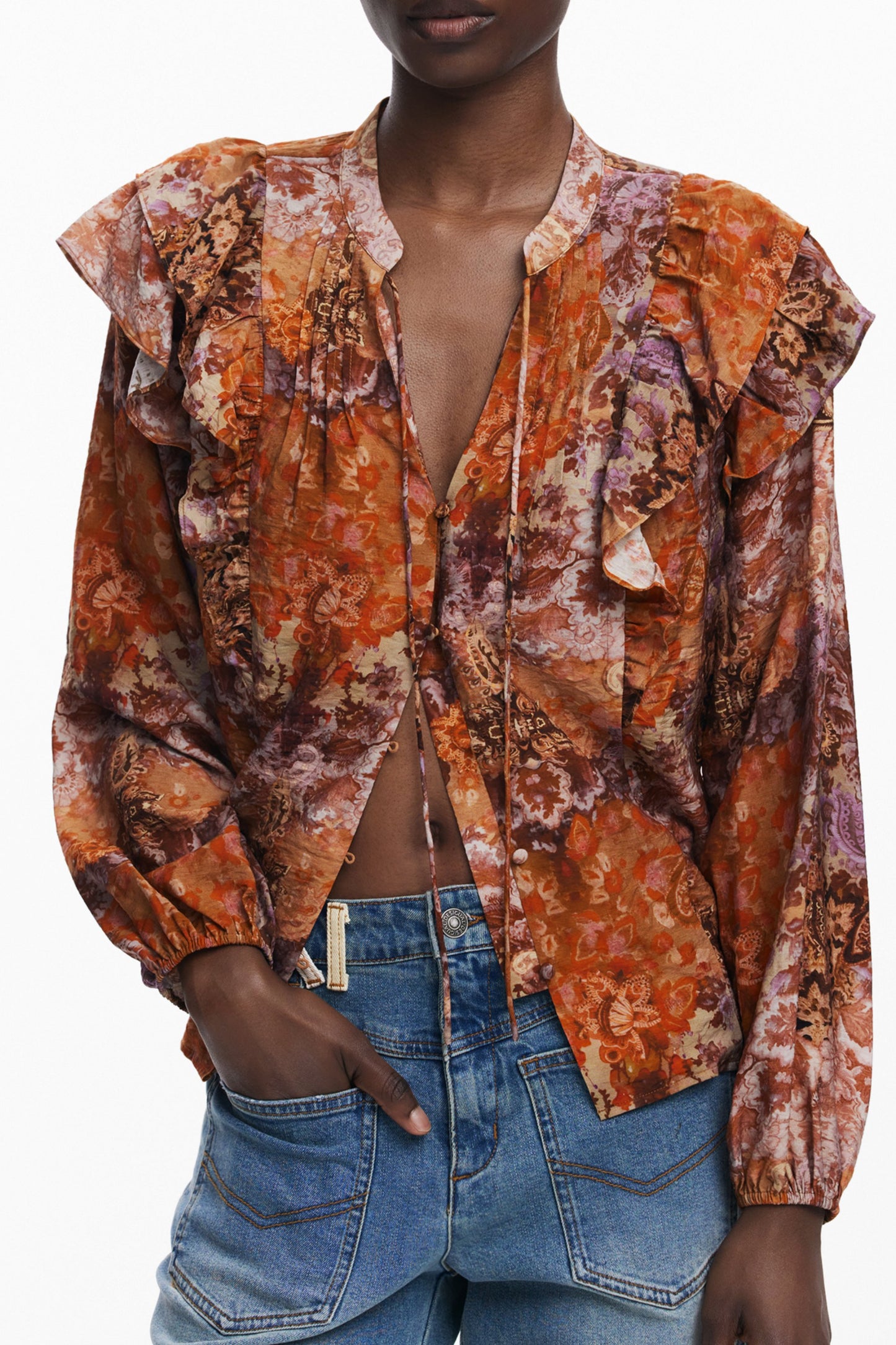 DESIGUAL DAMEN LANGARMSHIRT, ORANGE