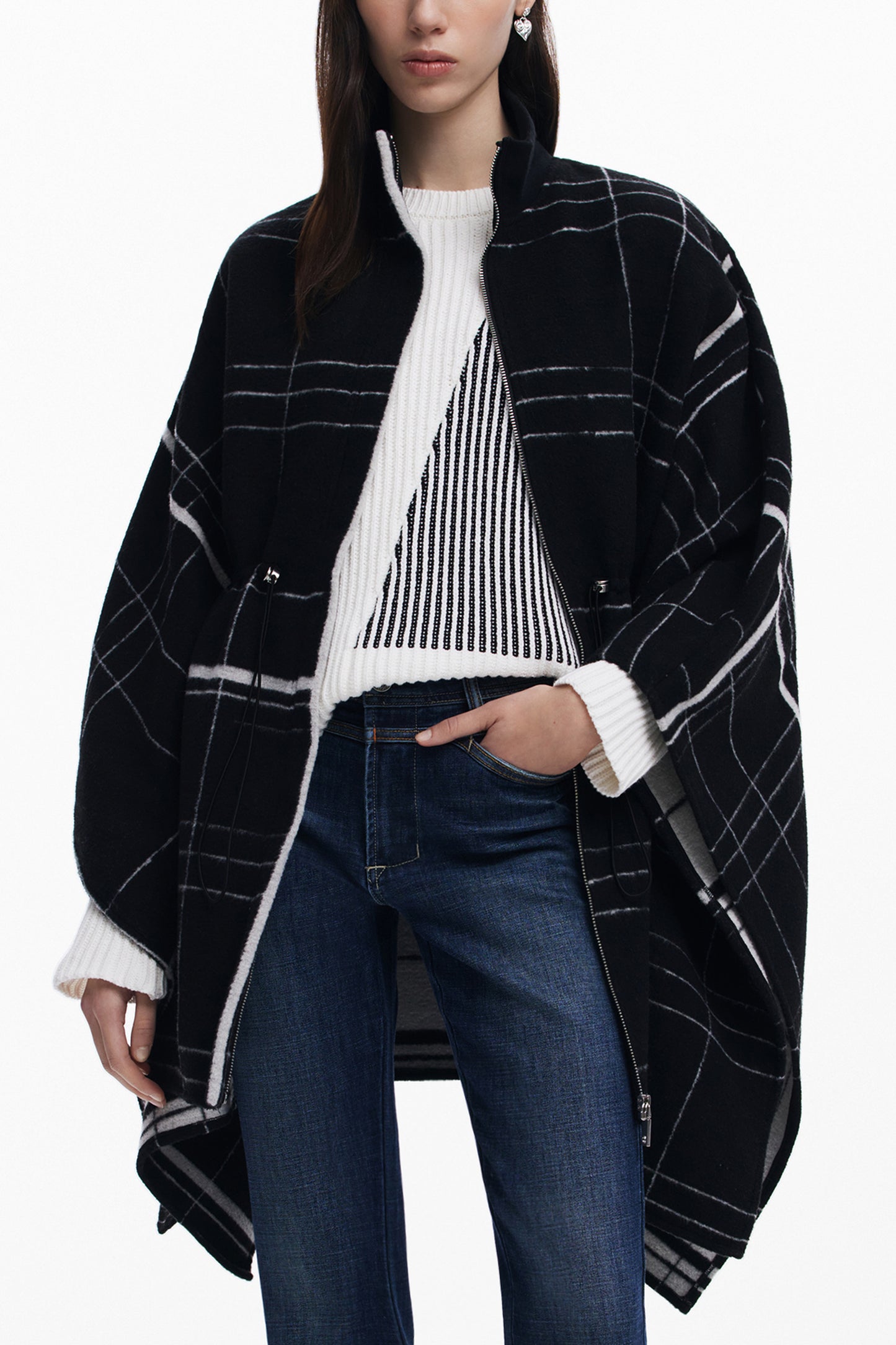 DESIGUAL PONCHO DAMEN SCHWARZ