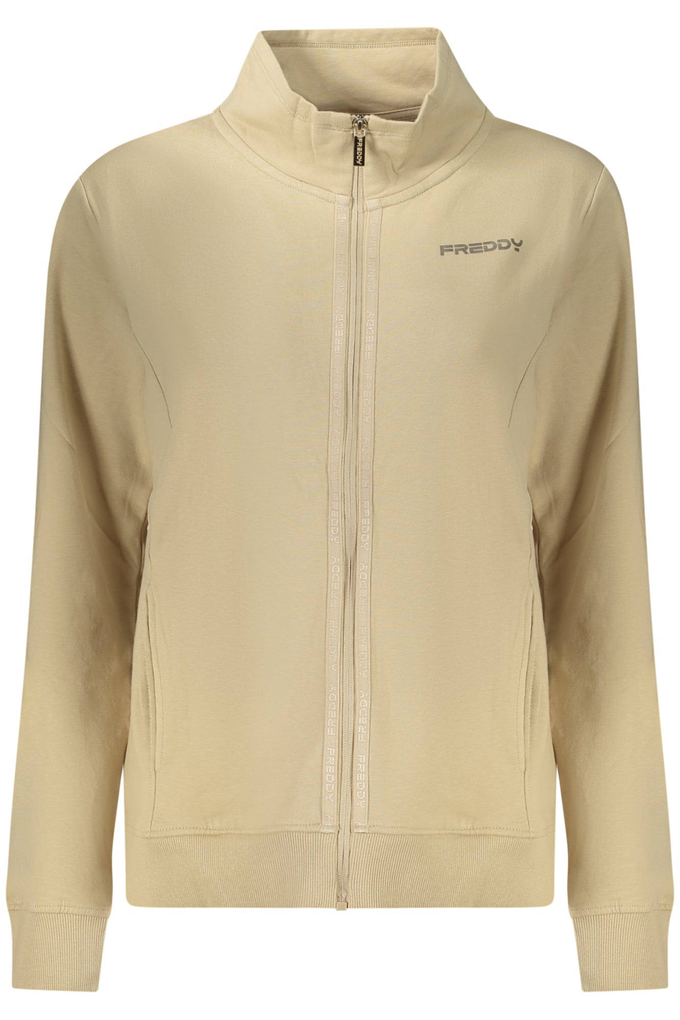 FREDDY BEIGE DAMEN-SWEATSHIRT MIT REISSVERSCHLUSS
