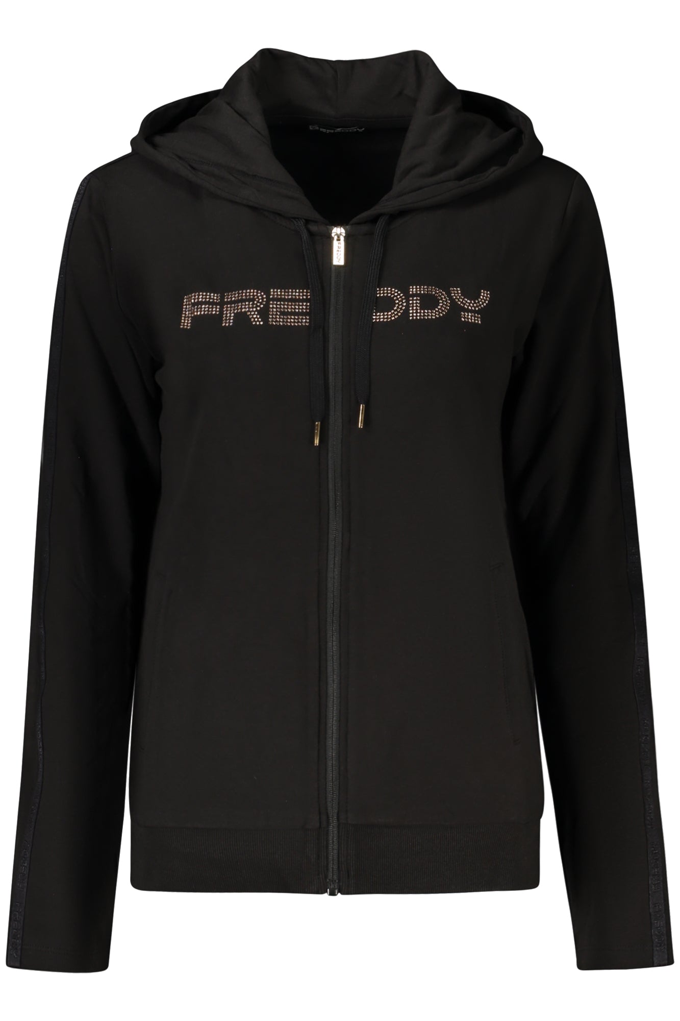 FREDDY SCHWARZES DAMEN-SWEATSHIRT MIT REISSVERSCHLUSS