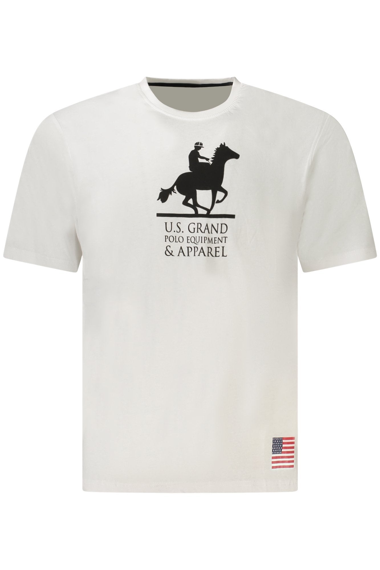 US GRAND Herren-T-Shirt mit kurzen Ärmeln, weiß