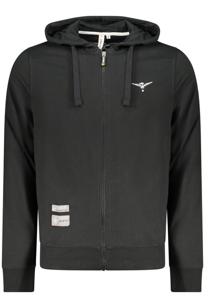 Schwarzes Herren-Sweatshirt mit Reißverschluss der Militärakademie