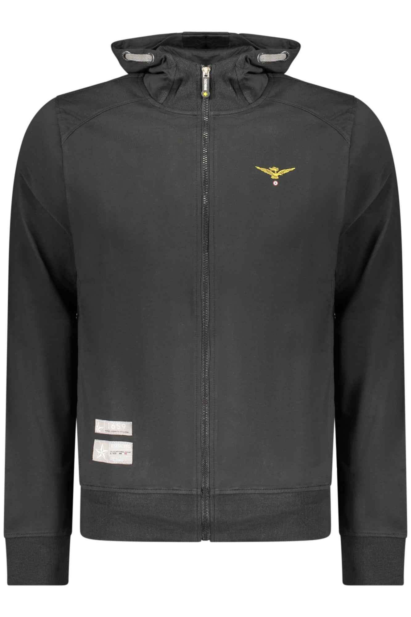 Schwarzes Herren-Sweatshirt mit Reißverschluss der Militärakademie