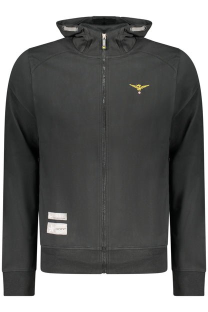 Schwarzes Herren-Sweatshirt mit Reißverschluss der Militärakademie