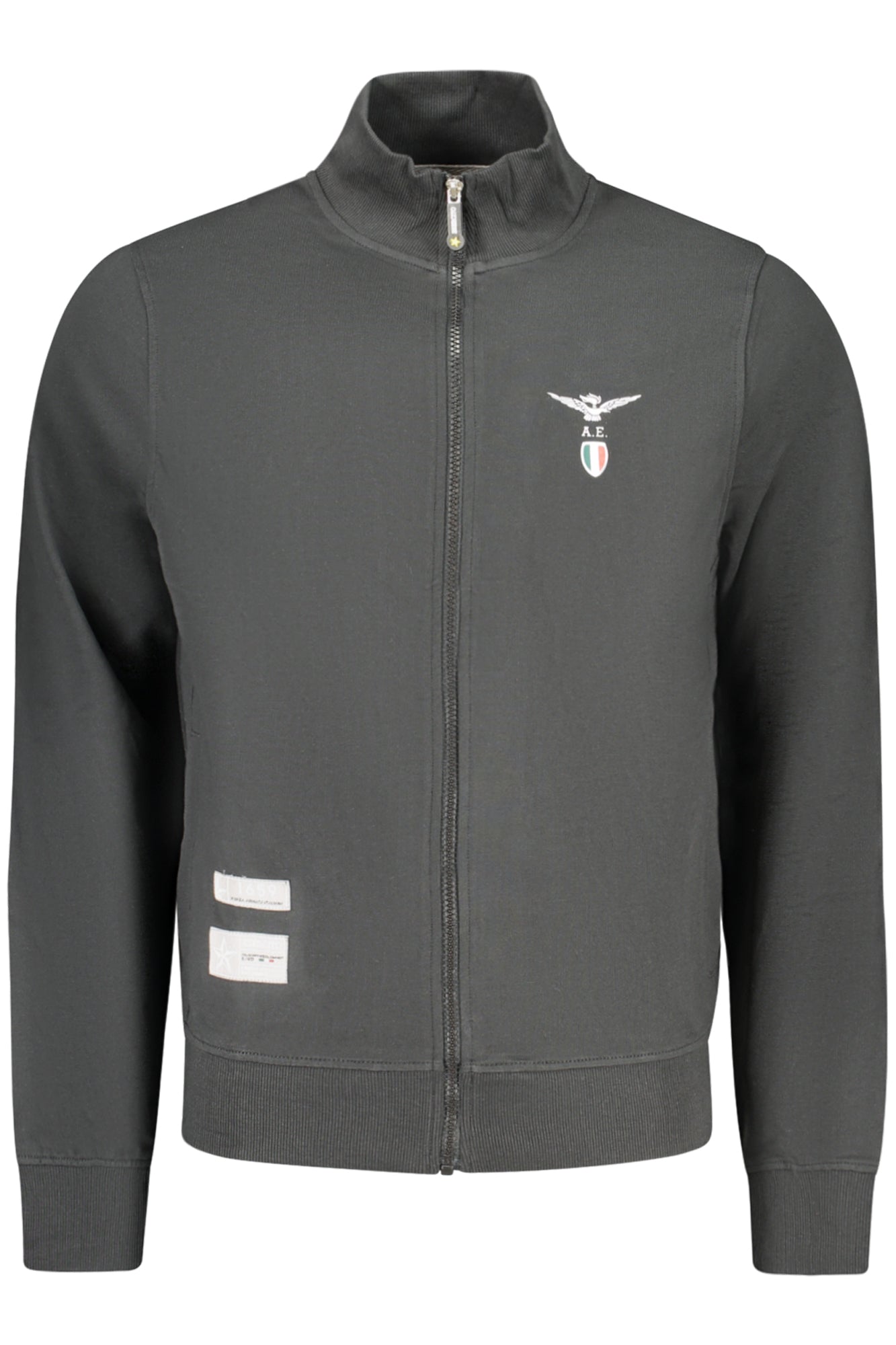 Schwarzes Herren-Sweatshirt mit Reißverschluss der Militärakademie