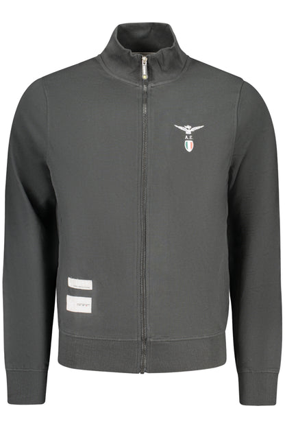 Schwarzes Herren-Sweatshirt mit Reißverschluss der Militärakademie