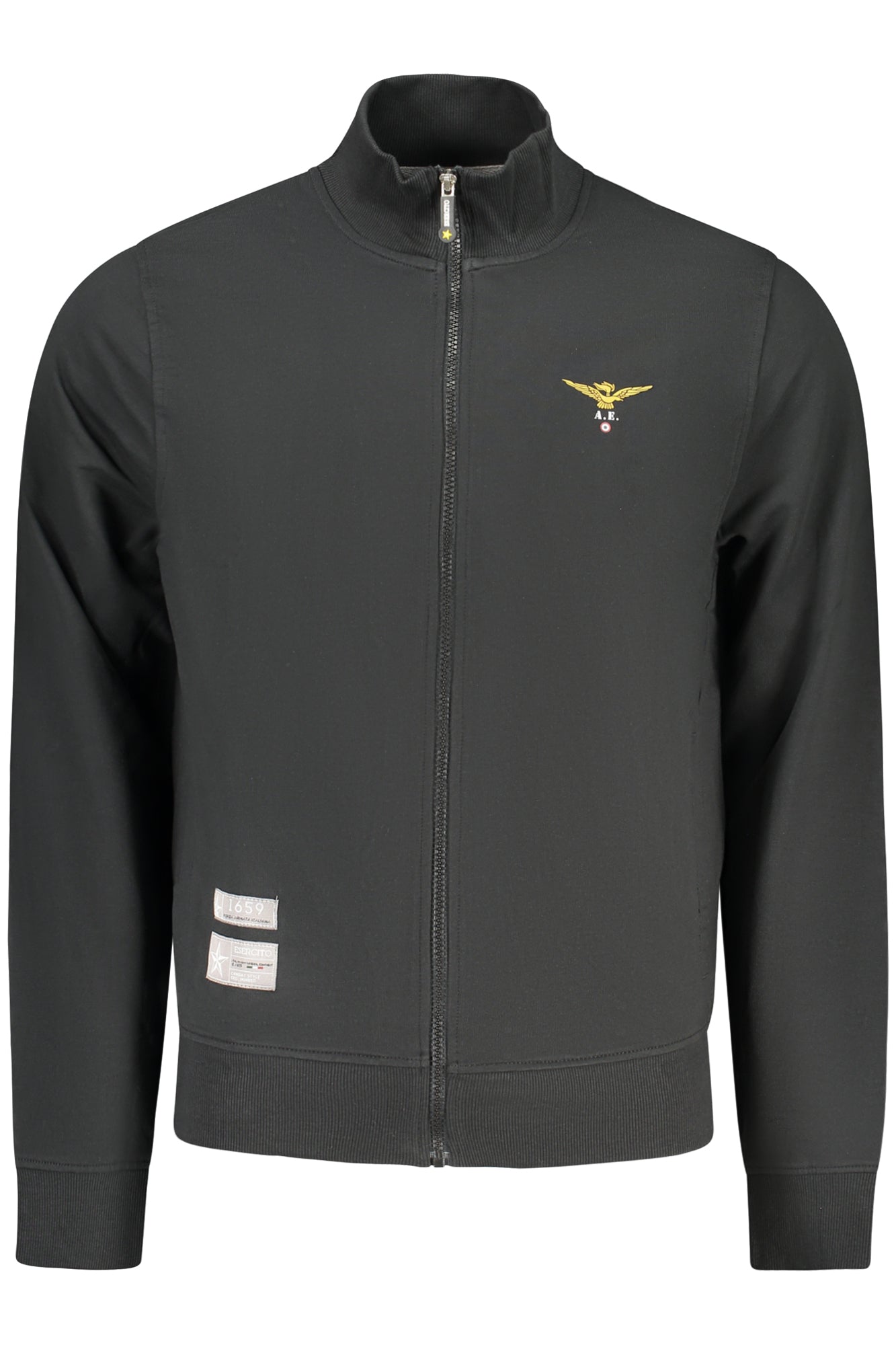 Schwarzes Herren-Sweatshirt mit Reißverschluss der Militärakademie
