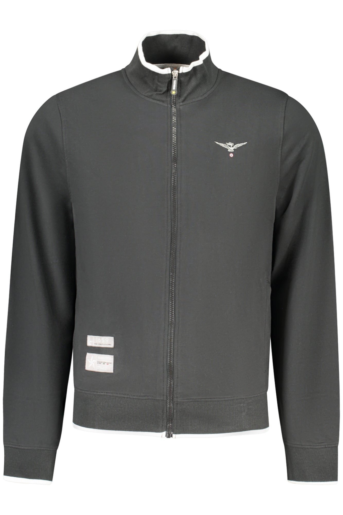 Schwarzes Herren-Sweatshirt mit Reißverschluss der Militärakademie