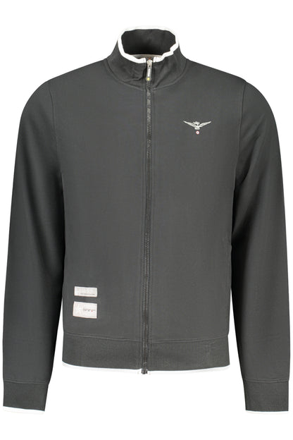 Schwarzes Herren-Sweatshirt mit Reißverschluss der Militärakademie