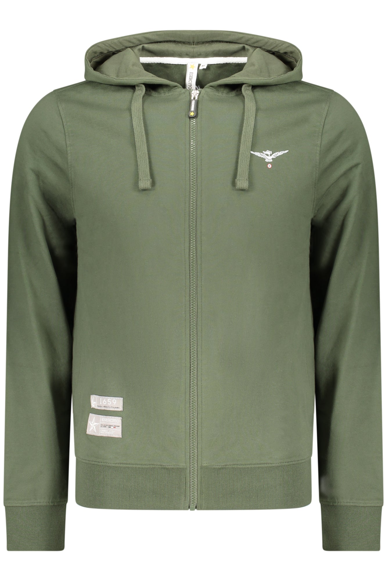 MILITARY ACADEMY HERREN-SWEATSHIRT MIT REISSVERSCHLUSS, GRÜN