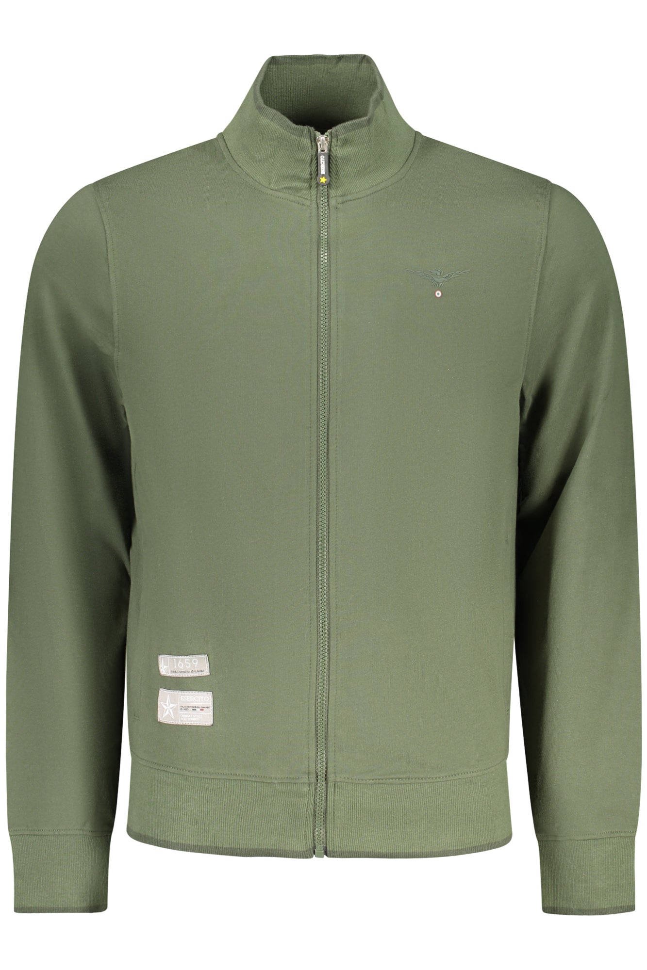 MILITARY ACADEMY HERREN-SWEATSHIRT MIT REISSVERSCHLUSS, GRÜN