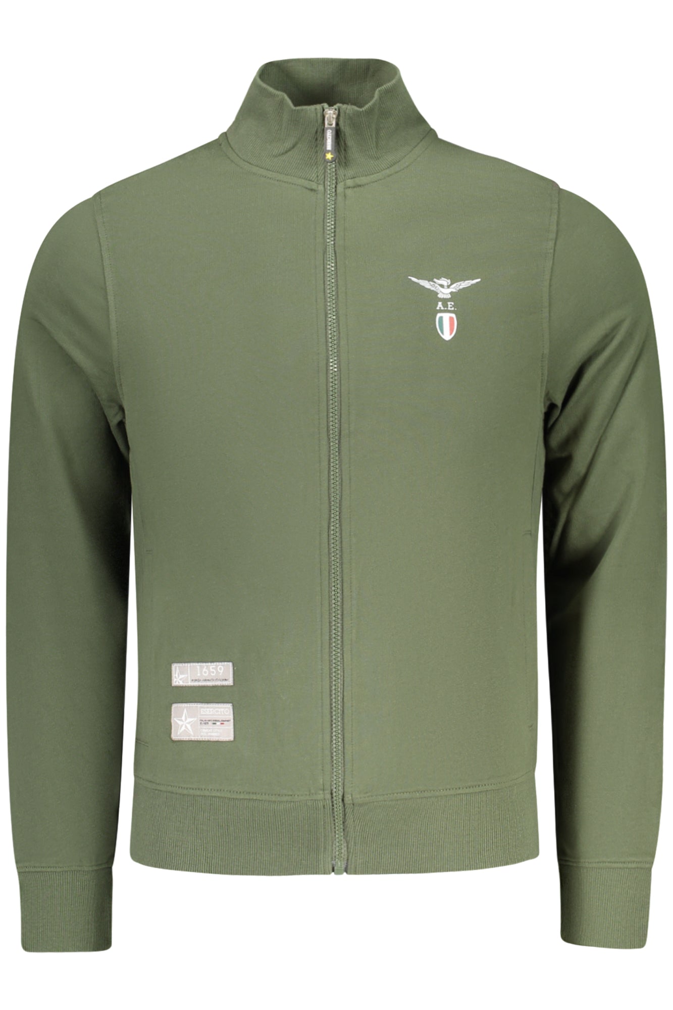 MILITARY ACADEMY HERREN-SWEATSHIRT MIT REISSVERSCHLUSS, GRÜN