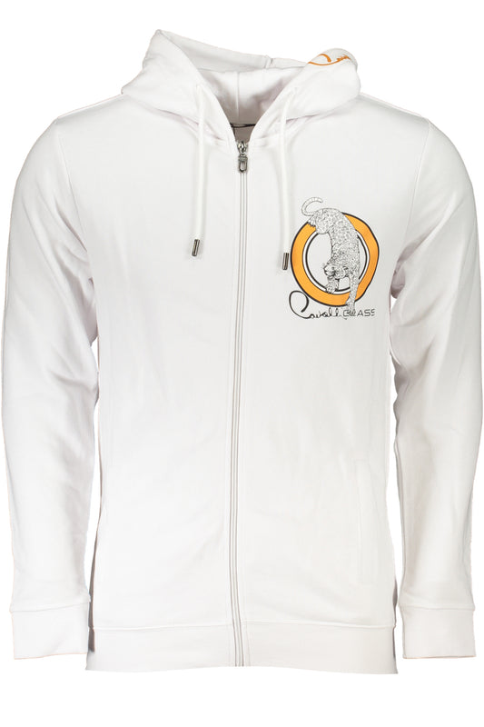 Weißes Herren-Sweatshirt mit Reißverschluss der Cavalli-Klasse