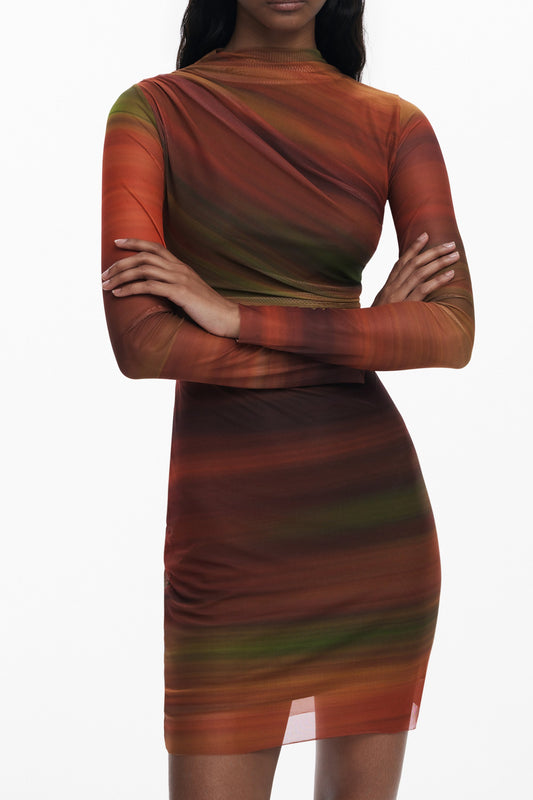 DESIGUAL DAMEN KURZES KLEID ORANGE