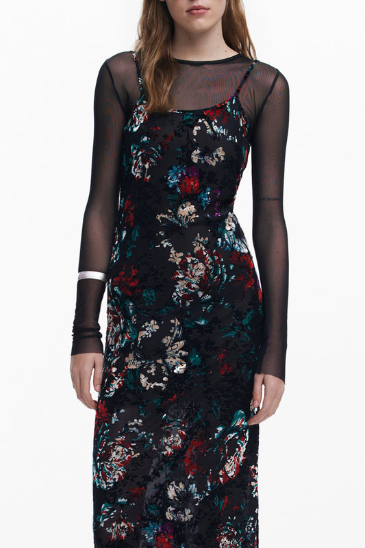 DESIGUAL LANGES SCHWARZES DAMENKLEID