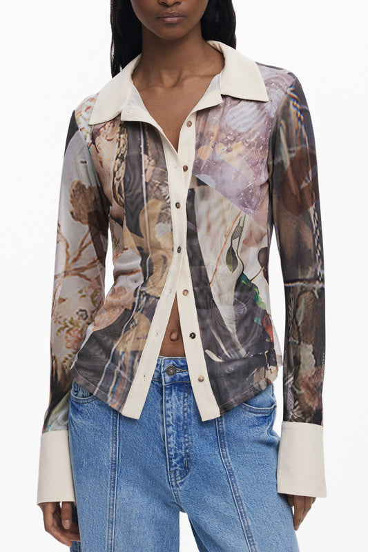 DESIGUAL DAMEN LANGARMSHIRT, BEIGE