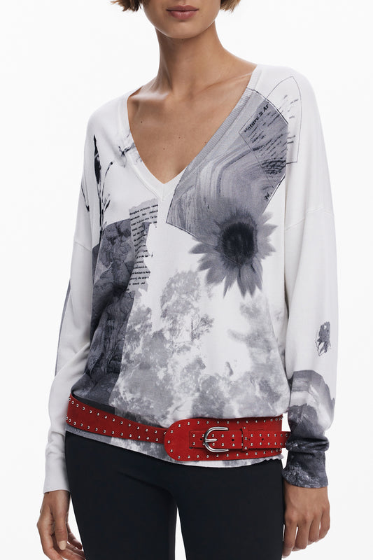 DESIGUAL WEISSER PULLOVER FÜR DAMEN