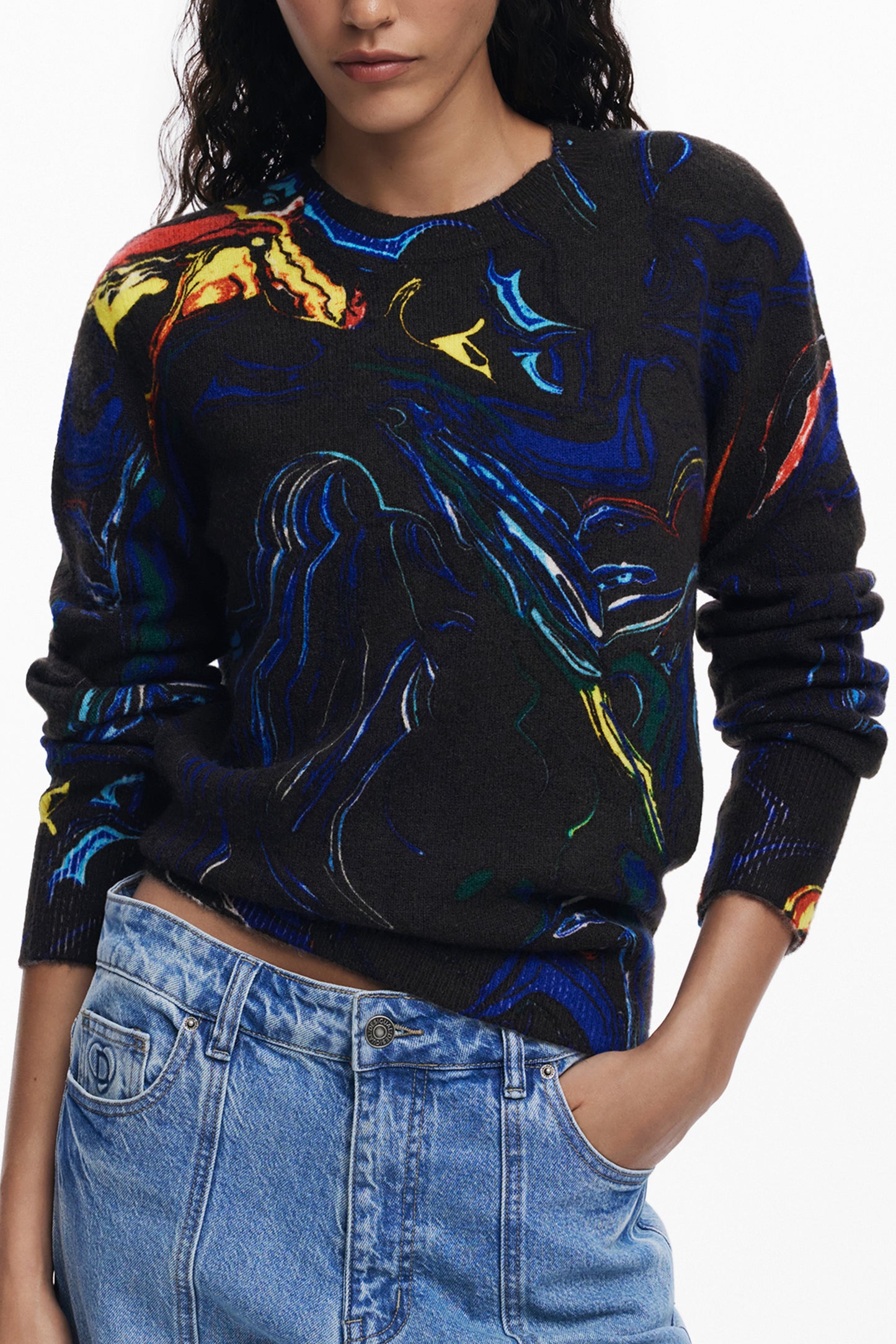 DESIGUAL DAMEN SCHWARZER PULLOVER