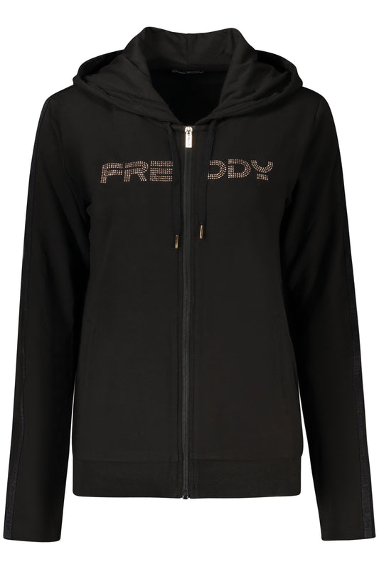 FREDDY SCHWARZES DAMEN-SWEATSHIRT MIT REISSVERSCHLUSS