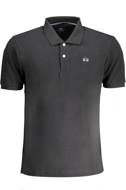 LA MARTINA SCHWARZES KURZÄRMELIGES POLOSHIRT FÜR HERREN