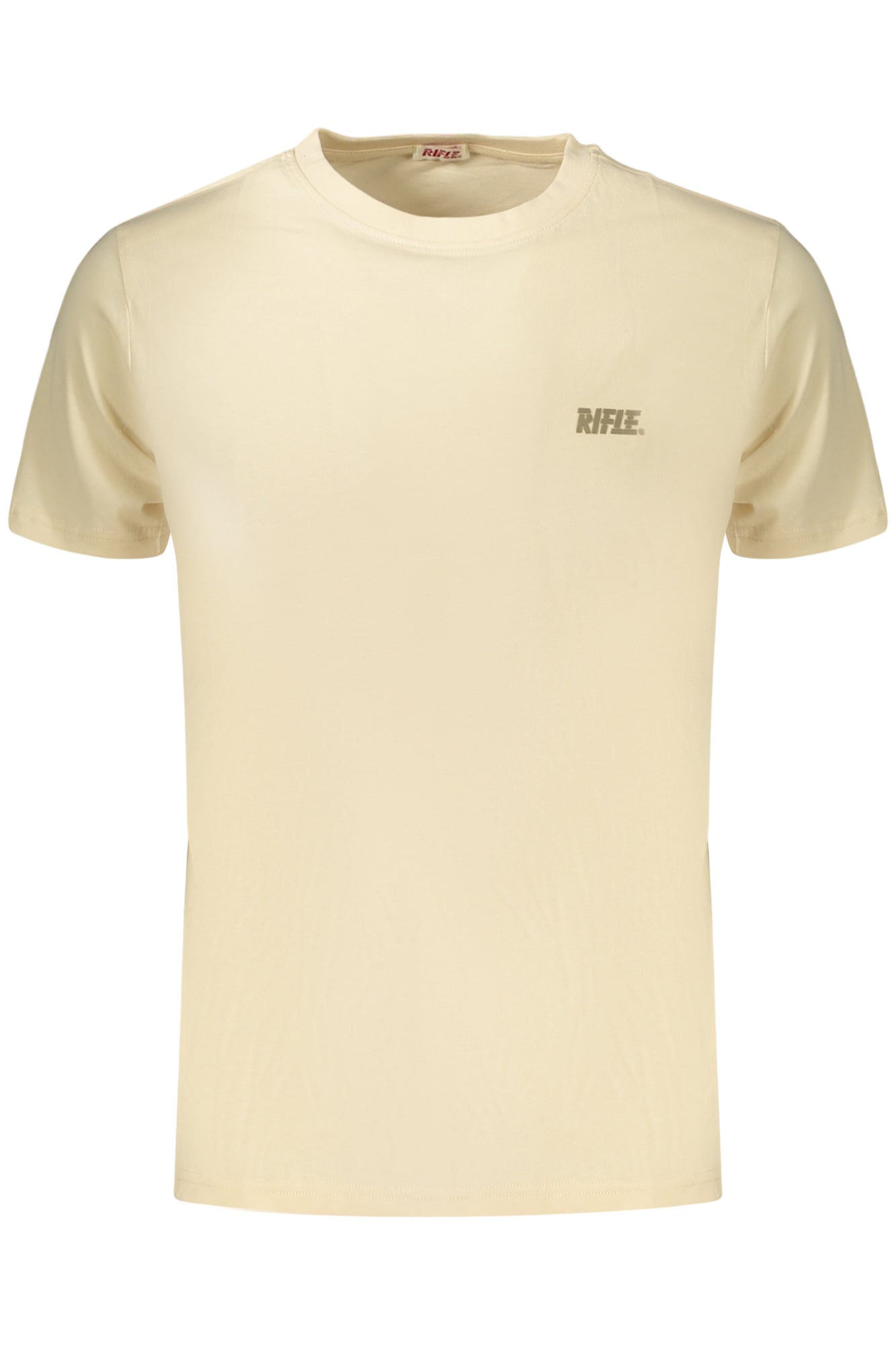 Herren-T-Shirt mit Gewehrmotiv, kurzärmelig, beige