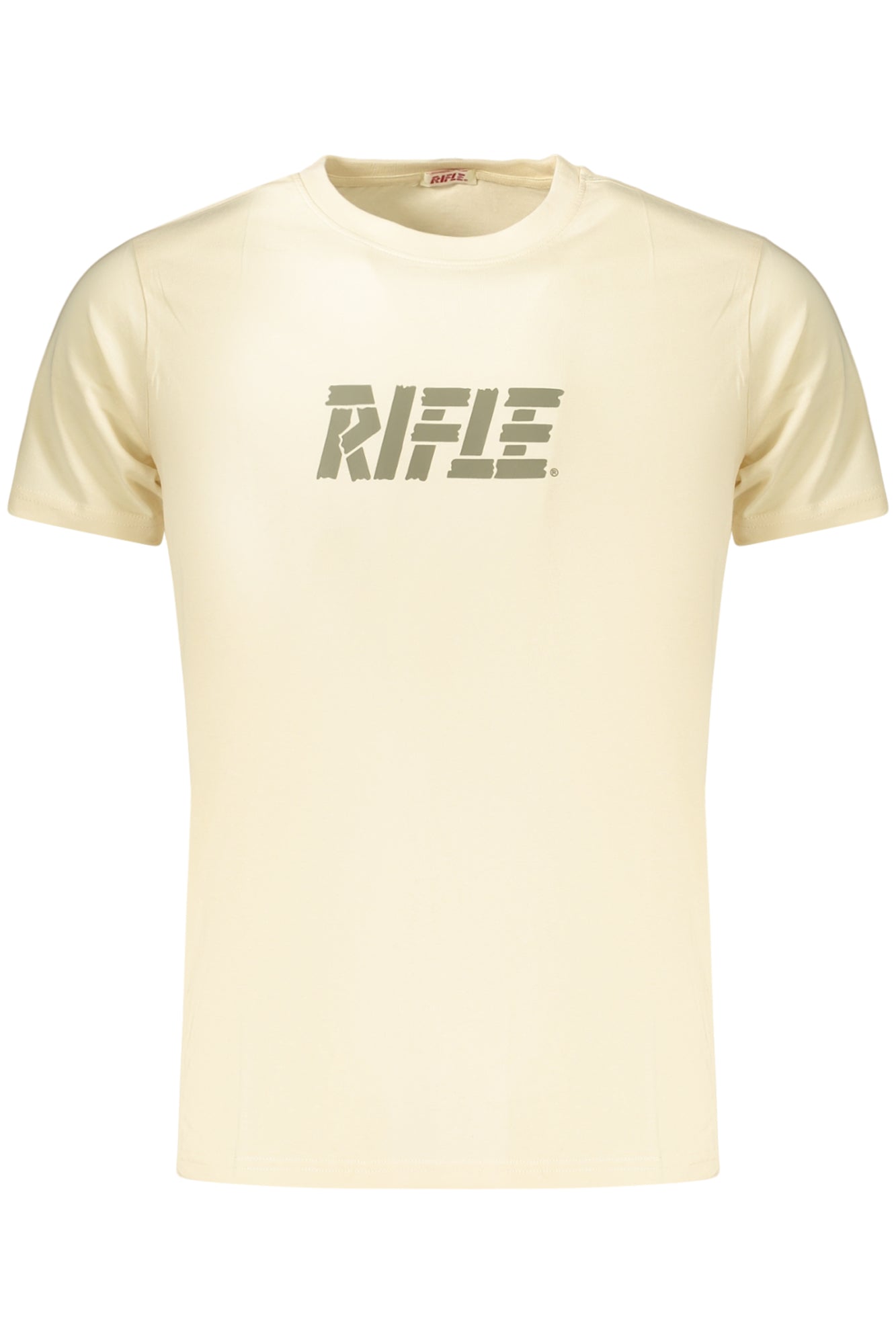 Herren-T-Shirt mit Gewehrmotiv, kurzärmelig, beige