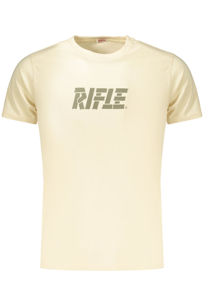 Herren-T-Shirt mit Gewehrmotiv, kurzärmelig, beige