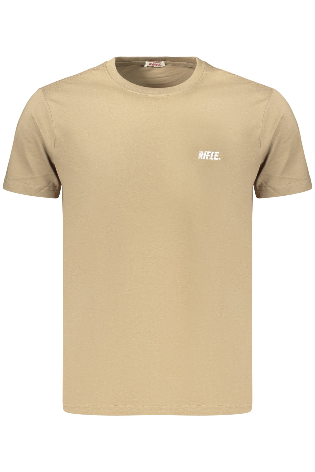 Herren-T-Shirt mit Gewehrmotiv, braun, kurzärmelig