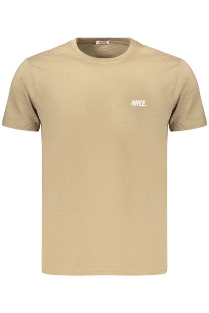 Herren-T-Shirt mit Gewehrmotiv, braun, kurzärmelig