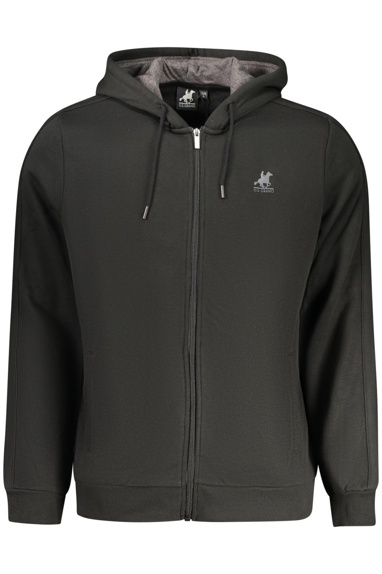 US GRAND Herren-Sweatshirt mit Reißverschluss, schwarz