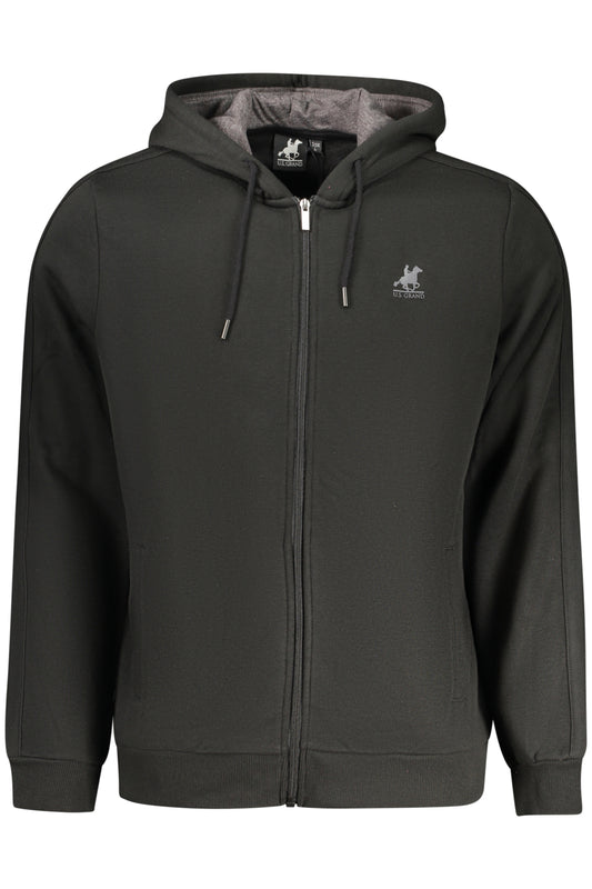 US GRAND Herren-Sweatshirt mit Reißverschluss, schwarz