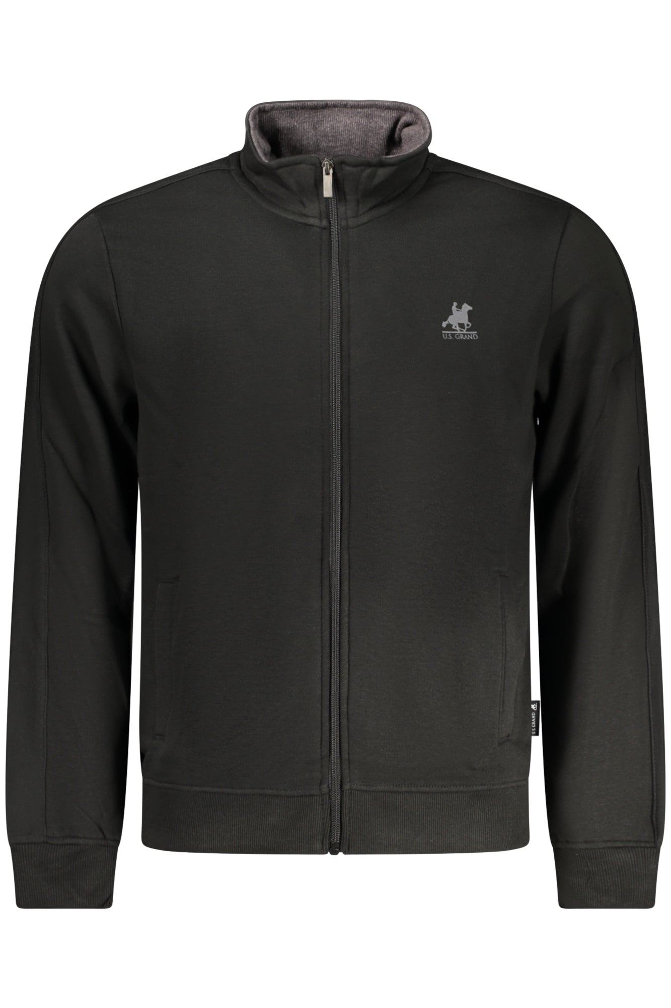 US GRAND Herren-Sweatshirt mit Reißverschluss, schwarz