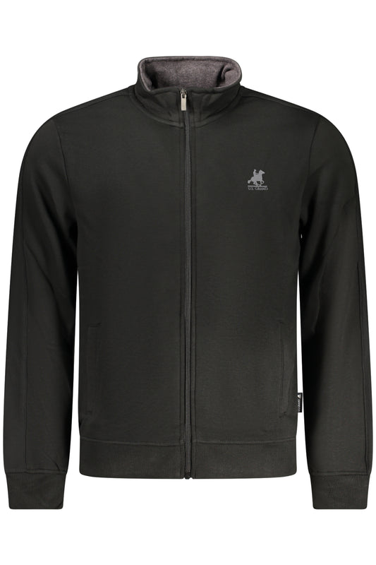 US GRAND Herren-Sweatshirt mit Reißverschluss, schwarz