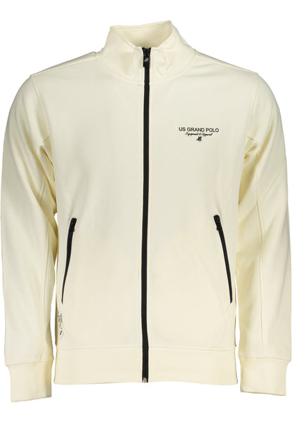 US GRAND Herren-Sweatshirt mit Reißverschluss, weiß