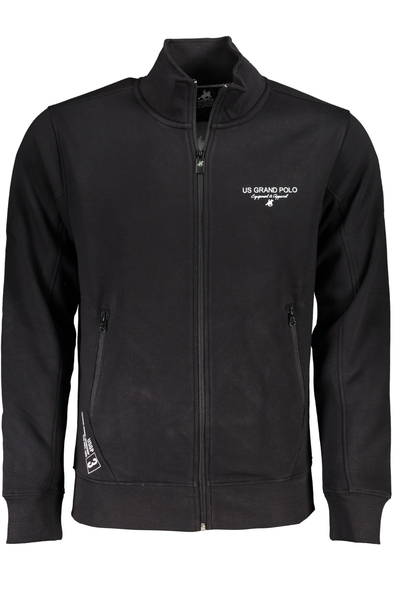 US GRAND Herren-Sweatshirt mit Reißverschluss, schwarz
