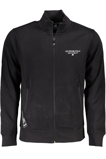 US GRAND Herren-Sweatshirt mit Reißverschluss, schwarz