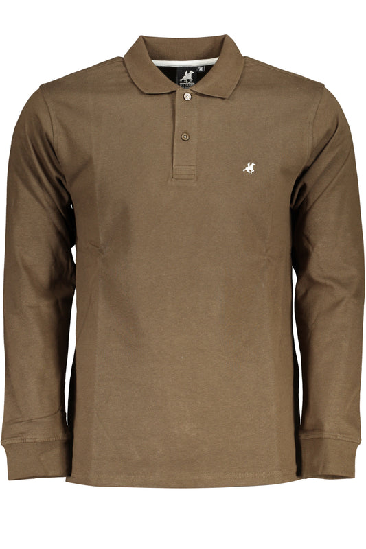 US GRAND Herren-Poloshirt mit langen Ärmeln, braun