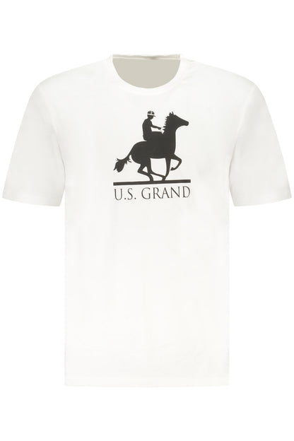 US GRAND Herren-T-Shirt mit kurzen Ärmeln, weiß