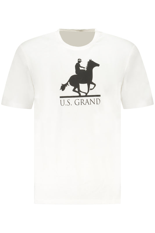 US GRAND Herren-T-Shirt mit kurzen Ärmeln, weiß