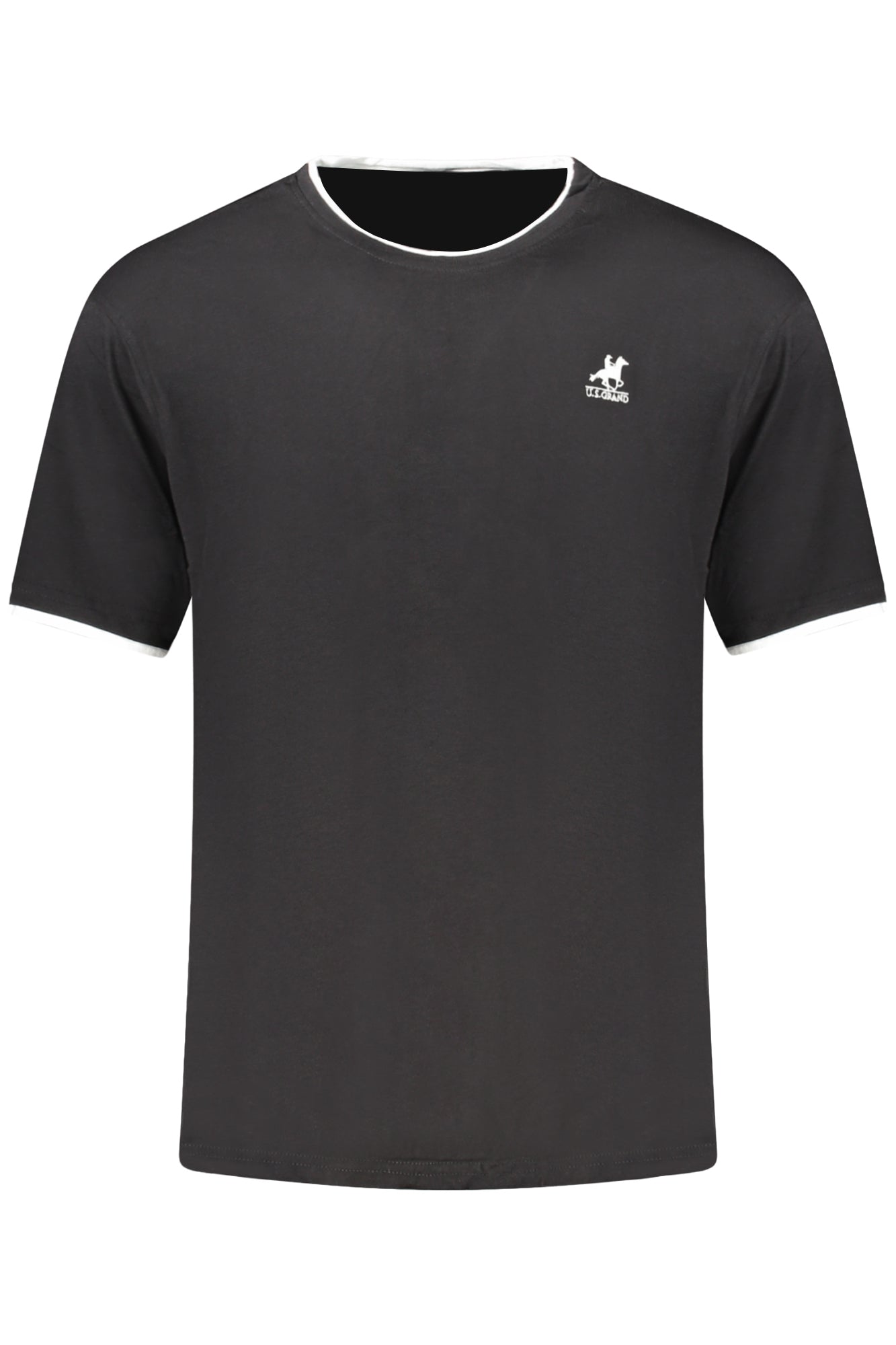 US GRAND Herren-T-Shirt, schwarz, kurzärmelig