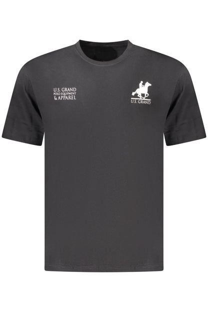 US GRAND Herren-T-Shirt, schwarz, kurzärmelig