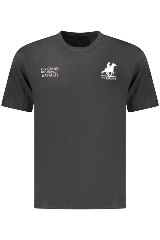 US GRAND Herren-T-Shirt, schwarz, kurzärmelig