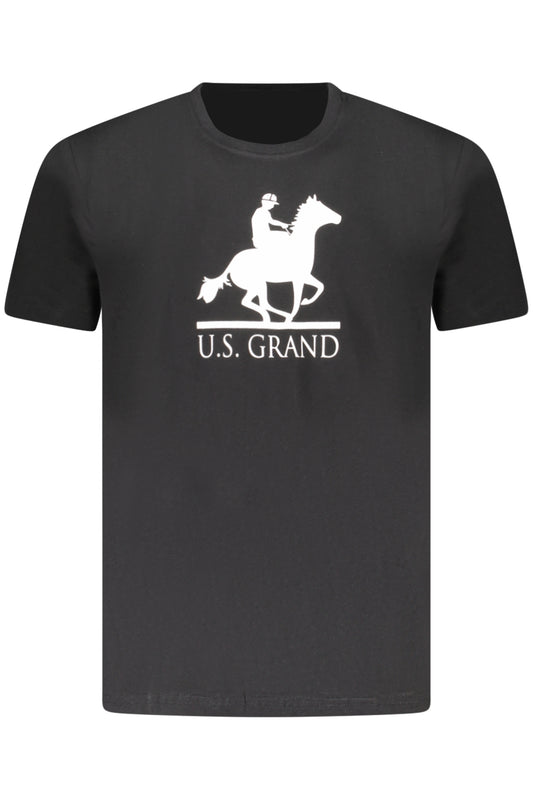 US GRAND Herren-T-Shirt, schwarz, kurzärmelig