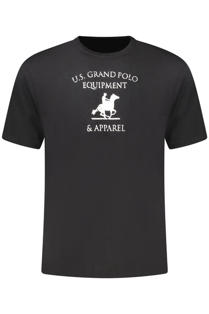 US GRAND Herren-T-Shirt, schwarz, kurzärmelig