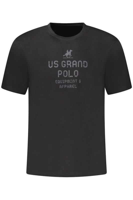 US GRAND Herren-T-Shirt, schwarz, kurzärmelig