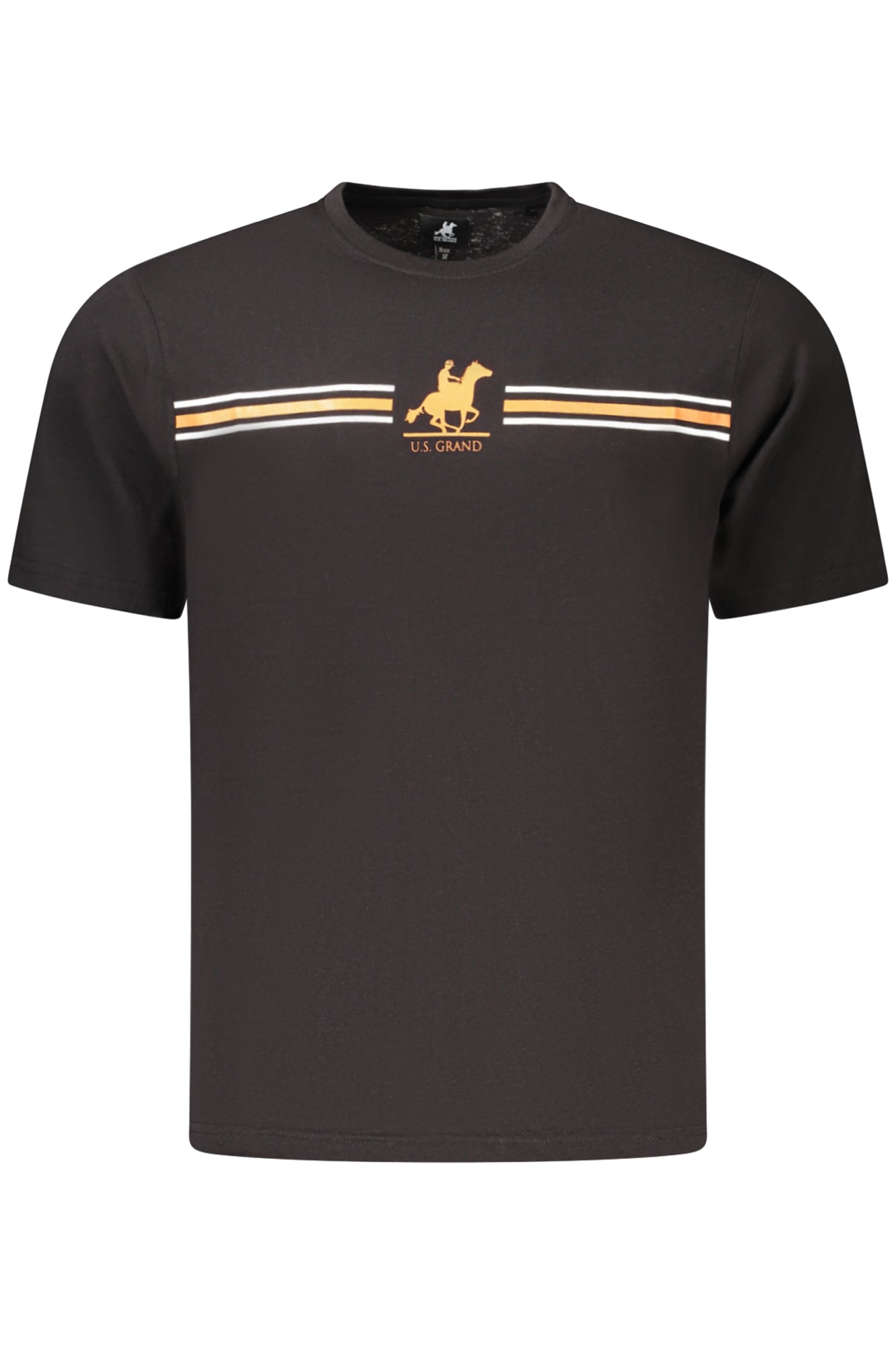 US GRAND Herren-T-Shirt, schwarz, kurzärmelig