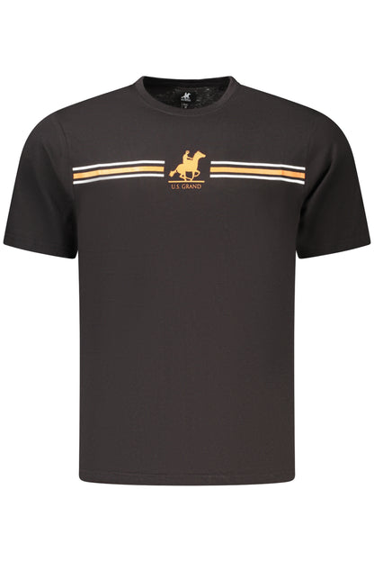 US GRAND Herren-T-Shirt, schwarz, kurzärmelig