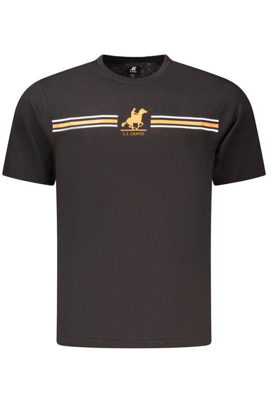US GRAND Herren-T-Shirt, schwarz, kurzärmelig