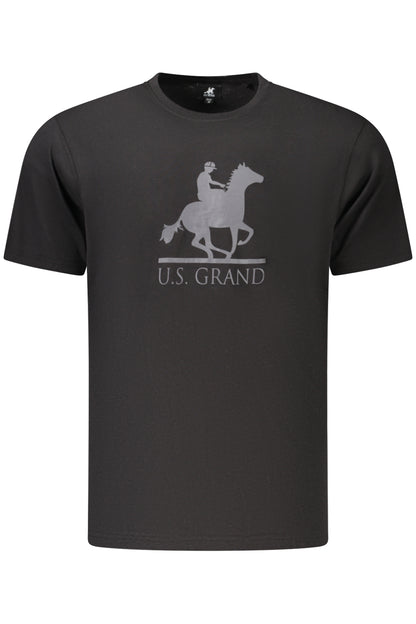 US GRAND Herren-T-Shirt, schwarz, kurzärmelig
